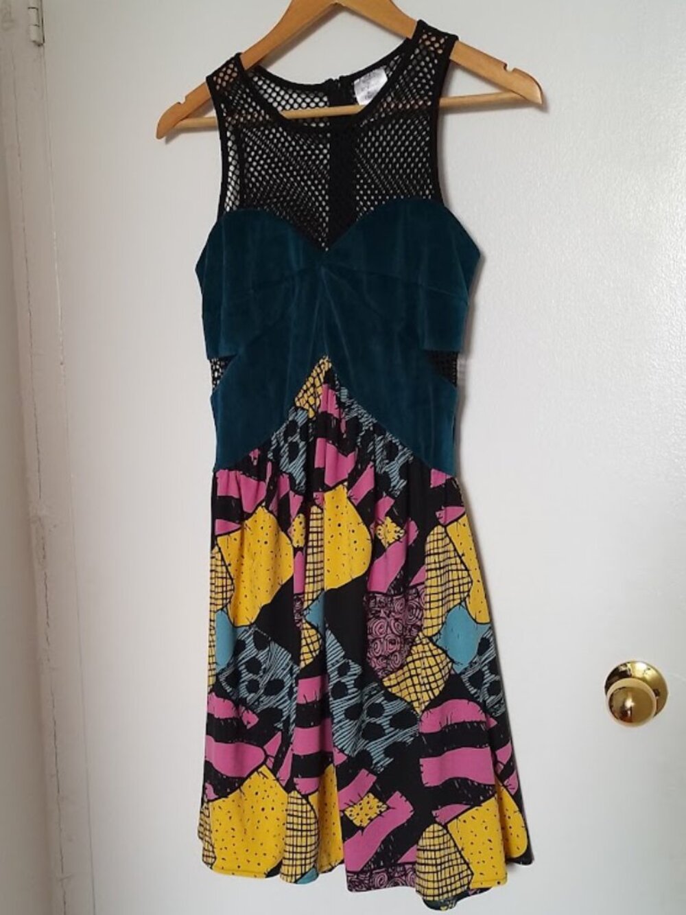 Disney’s Nightmare Before Christmas Sally Dress, Velour w/Mesh Details, Sz M
